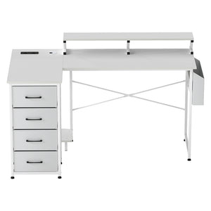 Levede L Shaped Gaming Desk with Storage Drawers White-1996009983153672193