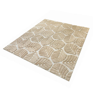 Marlow Floor Rug Soft Embossed Carpet Non Slip Plush Shaggy Rugs Leaf Pattern-1996005379183611905