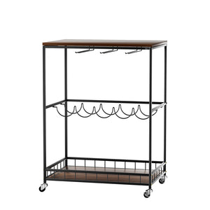 Levede Wooden Bar Cart Drinks Trolley 3 Tire-1975420378004197377