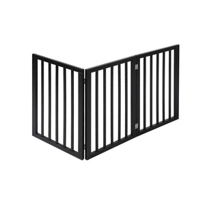 PaWz 3 Panels Wooden Pet Gate Dog Fence Black 139CM-1973193641983873025