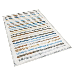 Marlow Floor Rug Short Pile Washable Carpet Soft Plush Non Slip Stripe 80x120-1996005378105675777