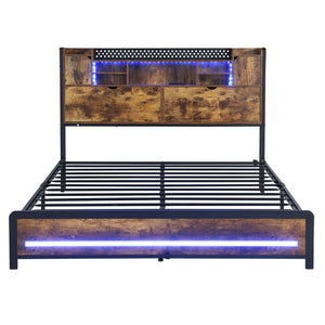 Levede Queen Bed Frame Storage Headboard Industrial-1996005429745946625