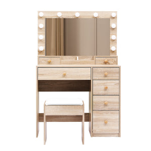 Levede Dressing Table Stool Set Oak-1996005423504822273