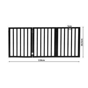 PaWz 3 Panels Wooden Pet Gate Dog Fence Black 139CM-1973193641983873026