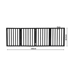 PaWz 4 Panels Wooden Pet Gate Dog Fence Black 600x 3MM-1973193642772402178
