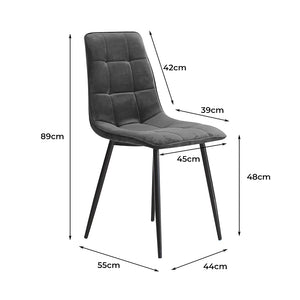Levede 8x Dining Chairs Kitchen Velvet Grey-1996005473173770242