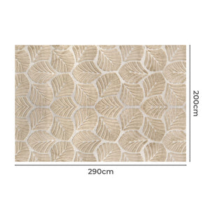 Marlow Floor Rug Soft Embossed Carpet Non Slip Plush Shaggy Rugs Leaf Pattern-1996005379389132802