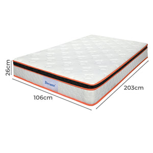 Dreamz 7 Zone Pocket Spring Mattress 26cm King Single-1996009987893235714