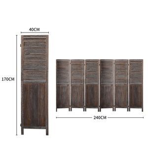 Levede 6 Panel Partition Room Divider Brown-1973193788067287042