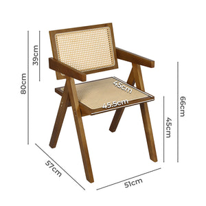 Levede 2x Walnut Wicker Armchair Dining Chair-1996005481205862402