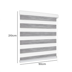 Marlow Blackout Zebra Roller Blind Curtains 90x210 Grey-1973194066216751106