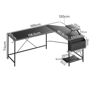 Levede Computer Desk Corner Desk Black-1996005368047734786