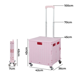 Folding Shopping Trolley Cart Portable Pink-1973193722866831362