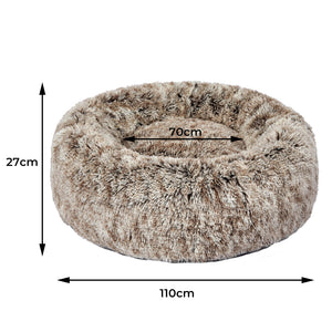 PaWz Pet Bed Cat Dog Donut Nest Calming XL Brown X-Large-1973193631959486466