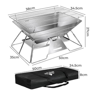 Levede Portable Folding BBQ Charcoal Grill Silver-1996005436452638722