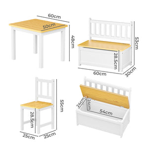 Bopeep Kids Table and Chairs Set Wooden Study Play 4PCS-1996005451816374274