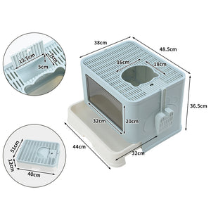 PaWz Foldable Cat Litter Box Tray Enclosed Blue-1975420460065755138