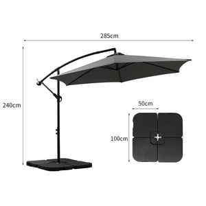 Mountview 3M Outdoor Umbrella Cantilever Grey With Base-1973193986638221314