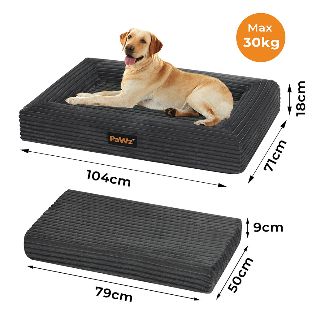 pawz-xl-size-orthopedic-dog-bed-with-corduroy-removable-cover-waterproof-washable-grey-1996005464088907778