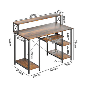 Levede Office Gaming Computer Desk Brown-1996005369473798146