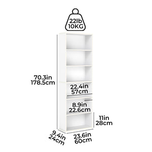 Levede 6 Tier Book Shelf Adjustable Shelves White-1996005525715816450