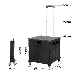 Folding Shopping Trolley Cart Portable Black-1973193722279628802