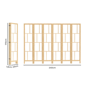 Levede 6 Panel Room Divider 170cm Freestanding Screen-1996005597903982594