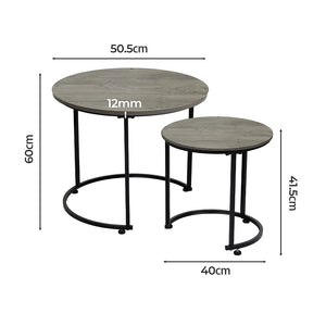 Levede Round Nesting Table Coffee Table Wood Side Table-1996005526147829762