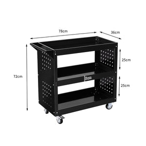 Traderight Tool Trolley Cart 3Tier Toolbox Black-1973193893809885186