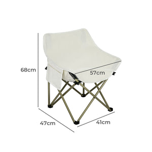 Levede Folding Camping Moon Chair Lightweight Beige-1975420438351843330