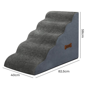 Pawz 5 Steps Pet Stairs Dog Ramp High Density Foam Grey-1996005456799207426