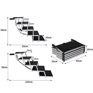 PaWz 5 Steps Dog Ramp Adjustable Height Black-1973193664029134850