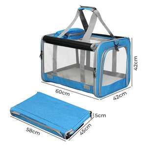 Pawz 3 in 1 Pet Soft Crate Dog Cat Carrier L Size Blue-1996005444388261890