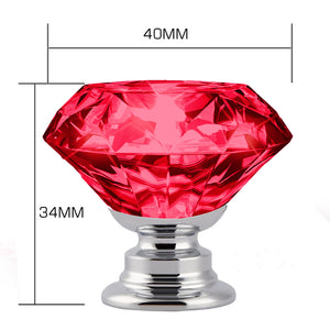 16 Pcs Clear Crystal Knobs Diamond 40mm Large Transparent-1975420509004894210