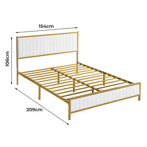 Levede Metal Bed Frame Under Bed Storage Queen Beige-1996005430366703618
