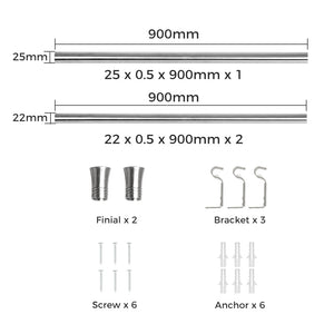 Marlow Satin Nickel Curtain Rod Steel Quiet Rail Pole Pommel Set Adjustable-1996005375995940866