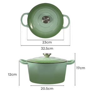 TOQUE 4L Enamel Dutch Oven Pot in Green Colour-1973193930761703426