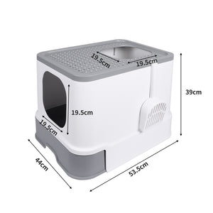 PaWz Cat Litter Box Fully Enclosed Kitty Grey-1975420444567801858