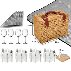 4 Person Picnic Basket Baskets Set Outdoor-1973193795138883586