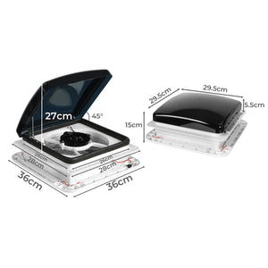 Manan Caravan Roof  Vent Hatch RV Shower Air Exhaust 12V Fan LED Light Trailer-1975420488972898306