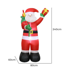 Santaco Inflatable 2.4M Santa Claus LED Christmas Decor-1973194173976809474