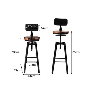 Levede 2x Bar Stool Kitchen Wooden Metal-1973194044569948162
