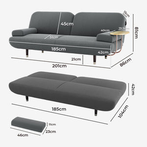 LEVEDE  CONVERTIBLE SOFABED WITH USB CHARGE AND SIDE TABLE-1996005374934781953