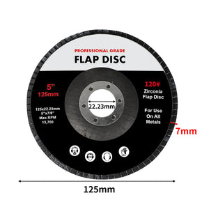 Traderight Flap Discs 125mm 5" Zirconia 1x20mX3 60SQM-1975420466780835842