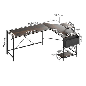 Levede Computer Desk Corner Desk Brown-1996005368228089858