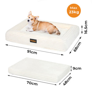 Pawz L Size Orthopedic Dog Bed with Corduroy Removable Cover Waterproof Washable Beige-1996005463518482434