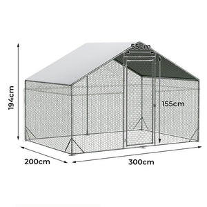 Pawz 200x300x194cm Large Metal Walk-in Chicken Coop Cage-1996005445810130946