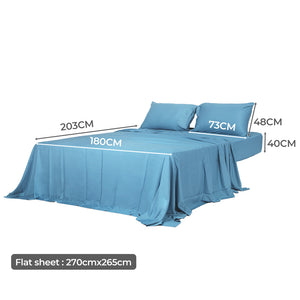 Dreamz 4pcs King Size 100% Bamboo Bed Sheet Set in Blue Colour-1973194025913683970