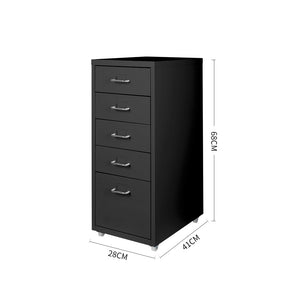 Levede 5 Drawer Office Cabinet Drawers Black-1973193876281888770