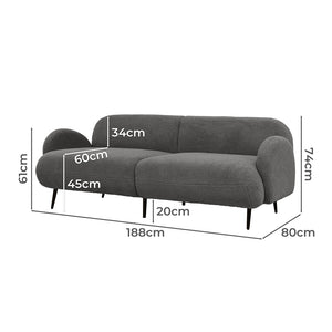 Levede Cloud Sofa 3 Seater Sherpa Fleece Beige-1996005373659713538